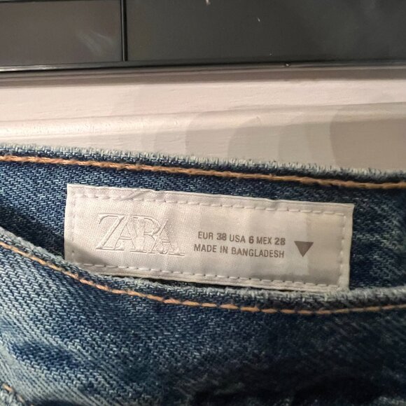 Zara Women's TRF High-Waist Wide Leg Crossover Jeans 0/4730/032/400/38 Size 6 - Picture 2 of 4